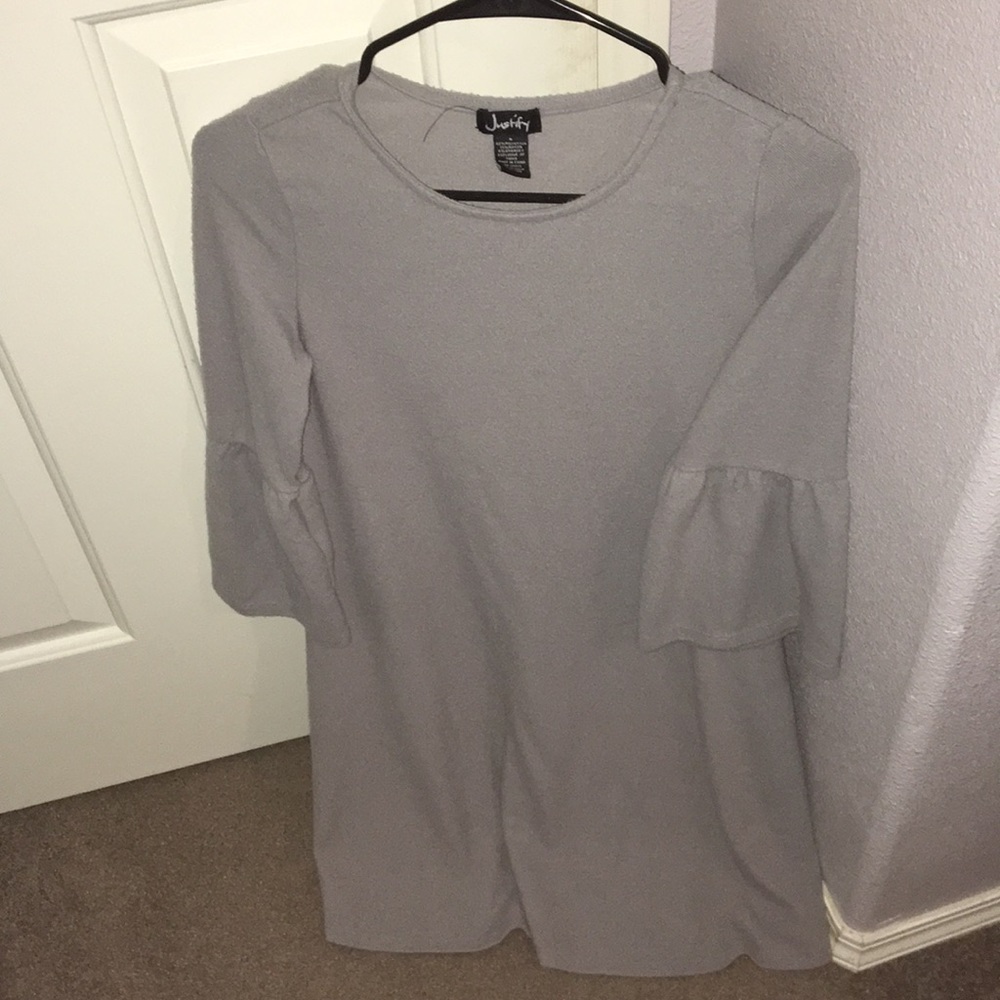 Grey bell sleeve dress